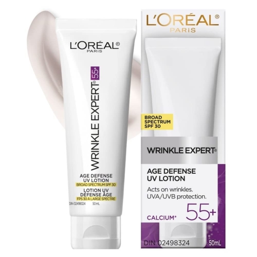 L'Oreal Paris Anti-Aging SPF 30 Lotion 55+, Day Skincare, Wrinkle Expert, UV Lotion With Calcium to reduce the Look of Wrinkles, 50mL