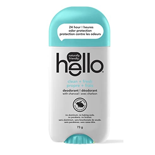 Hello Clean + Fresh Natural Deodorant with Charcoal, Aluminum Free, Parabens Free, 73g