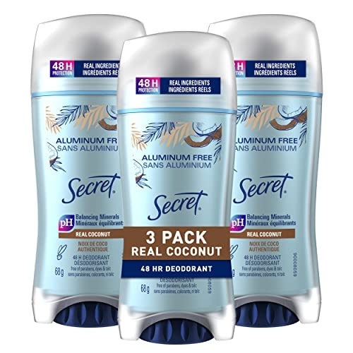 Secret Aluminum Free Deodorant for Women, Coconut, 68g (Pack of 3)