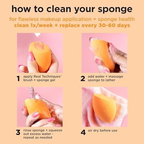Real Techniques Miracle Complexion Sponge, Makeup Blender for Liquid and Cream Foundation, Full Coverage, Streak-Free Professional Makeup Tool, Cruelty Free, Vegan, Latex Free, 4 Count - Image 5