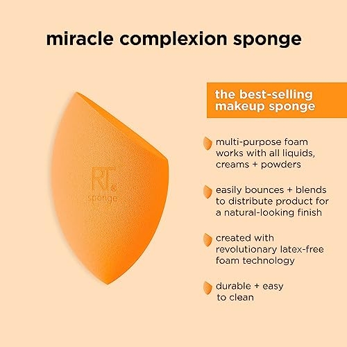 Real Techniques Miracle Complexion Sponge + Miracle 2-In-1 Powder Puff, Makeup Blending Sponge & Dual-Sided Powder Puff, For Liquids, Creams, & Powders, Vegan & Latex-Free, 2 Count - Image 13