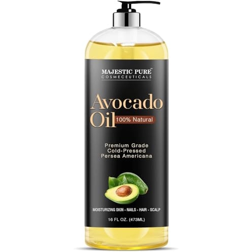 MAJESTIC PURE Avocado Oil, 100% Pure and Natural, Cold-Pressed, Avocado Oil, Moisturizing, for Skin Care, Massage, Hair Care, and to Dilute Essential Oils, 16 fl oz