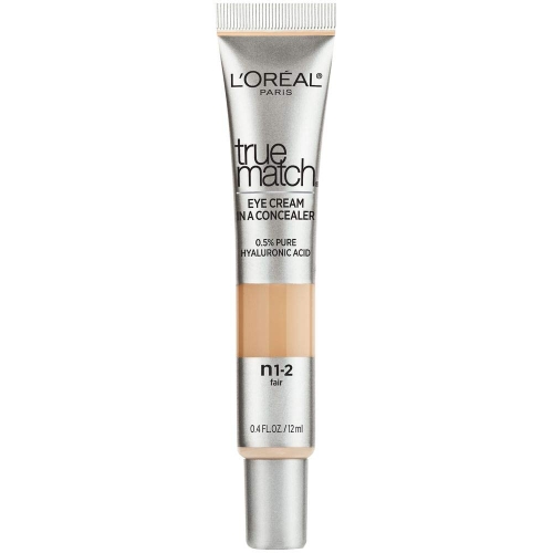 L'Oreal Paris True Match Eye Cream in a Concealer, 0.5% hyaluronic acid, Fair N1-2, 0.4 fl. oz.