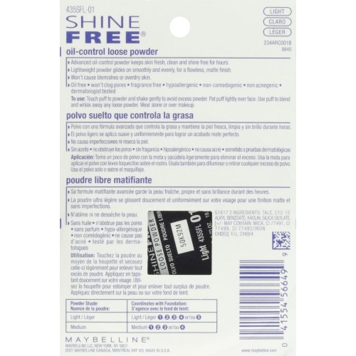Maybelline New York Shine Free Oil-Control Loose Powder, Light; Advanced 100% Oil-free Formula Glides on Evenly and Controls Shine (0.7 ounces) - Image 6