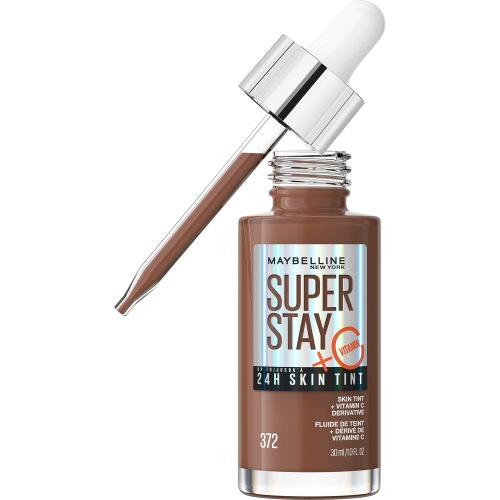 Maybelline Super Stay Up to 24HR Skin Tint, Radiant Light-to-Medium Coverage Foundation, Makeup Infused With Vitamin C, 372, 1 Count
