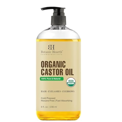 Botanic Hearth Castor Oil | USDA Certified Organic |100% Pure & Hexane Free | Cold Pressed | for Eyelashes, Eyebrows, Hair | 8fl oz