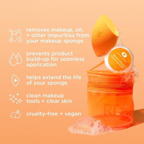 Real Techniques Miracle Blend + Cleanse 3 Piece Set, Makeup Sponge For Blending Foundation & Solid Soap For Deep Cleaning Sponges, Includes Travel Storage Tote, Cruelty-Free, & Latex-Free - Image 8