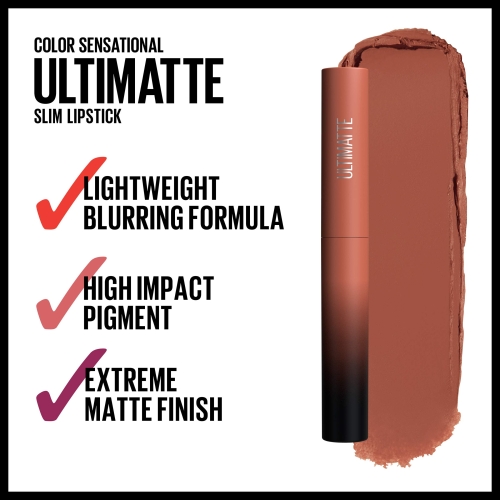 Maybelline Color Sensational Ultimatte Matte Lipstick, Non-Drying, Intense Color Pigment, More Taupe, Rose Nude, 1 Count - Image 8