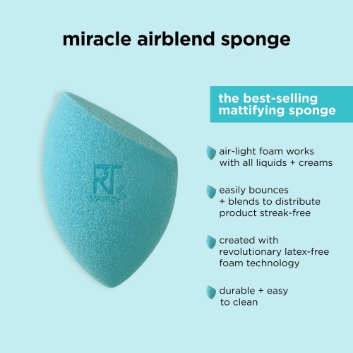 Real Techniques Miracle Airblend Sponge, Matte Makeup Blending Sponge, For Liquid, Cream, & Powder Products, Offers Medium To Full Coverage, Foundation Sponge, Latex-Free Foam, 1 Count - Image 11