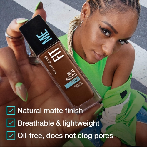 Maybelline Fit Me Matte + Poreless Liquid Oil-Free Foundation Makeup, Light Beige, 1 Count (Packaging May Vary) - Image 6
